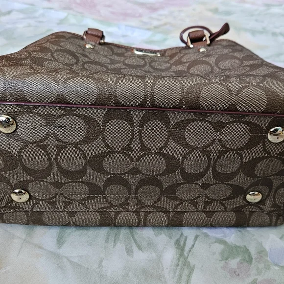 Coach 2 Way Brown and Tan Signature Coated Canvas Mini Handbag - Picture 5 of 6